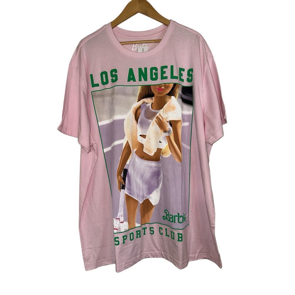 Barbie Women Graphic Los Angeles Sports Club Oversized T-Shirt Size 2X Pink NWT